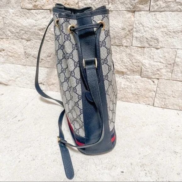 Gucci Supreme Vintage Monogram Bucket Bag Navy - Picture 2 of 12